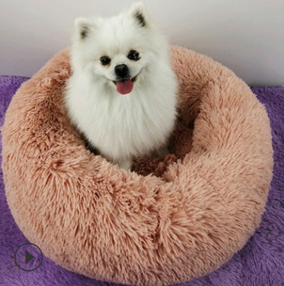 Lits pour chiens et chats. Coussin rond en peluche. Nid pour animaux. Matelas pour chiots