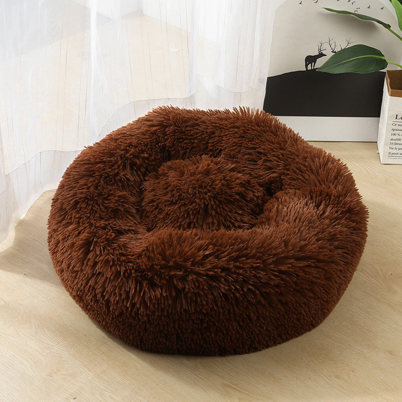 Lits pour chiens et chats. Coussin rond en peluche. Nid pour animaux. Matelas pour chiots